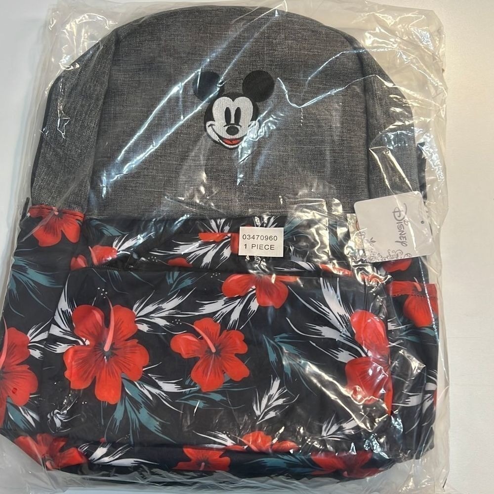 Disney Floral Mickey Mouse officially licensed school novelty Backpack NWT - Picture 2 of 4